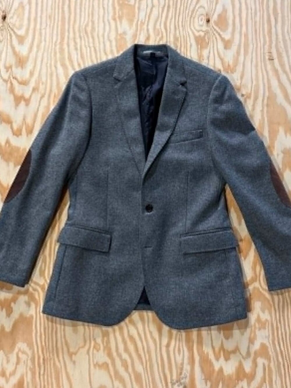 J.Crew Ludlow Blazer Grey Wool with Leather Elbow Patches | Mens | 38R